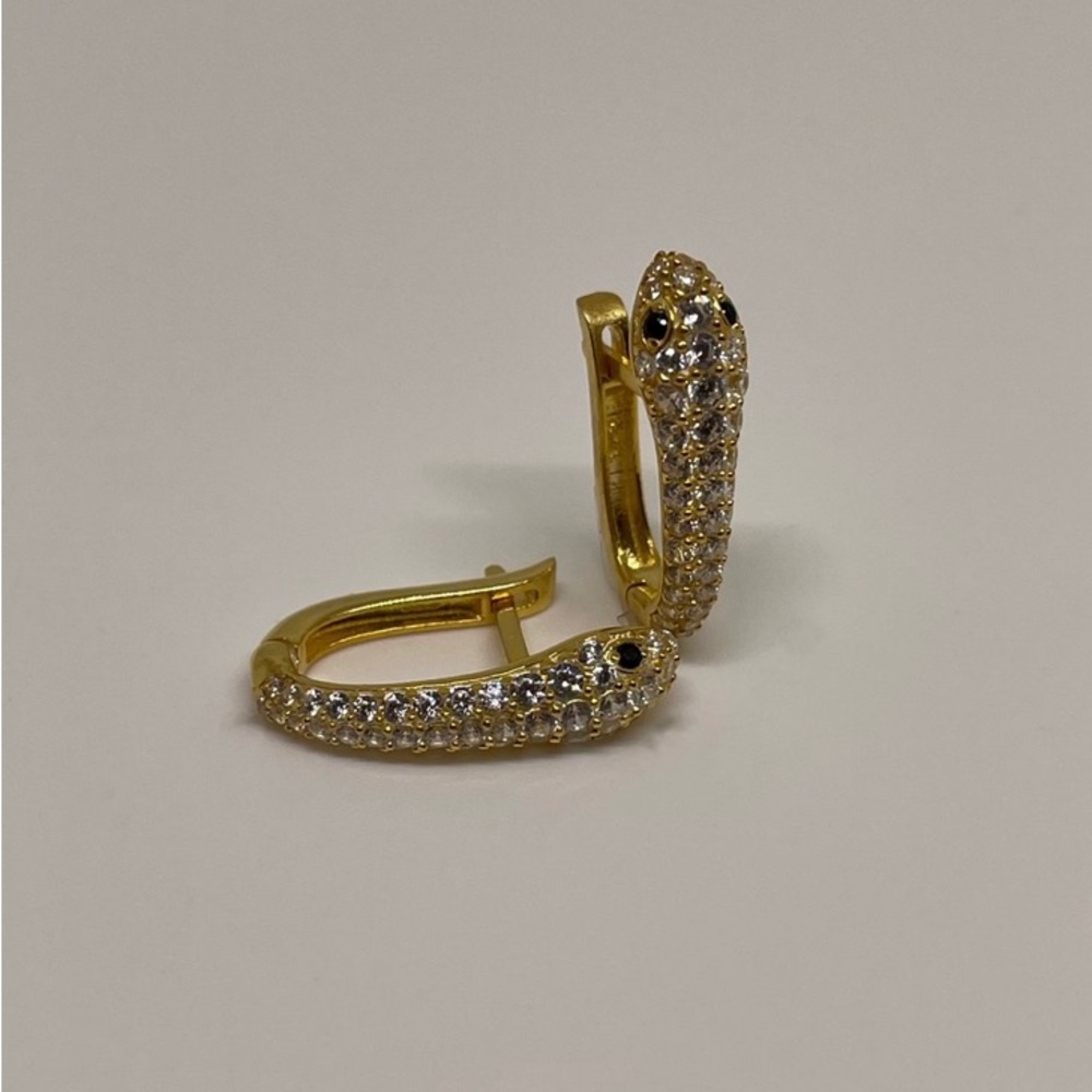 Sterling Silver Gold Snake Earrings
